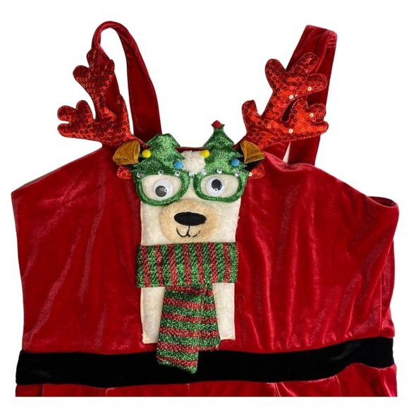 Reindeer Ugly Christmas Party Jumpsuit Women's XXL 2XL Red Black Green‎ NEW - Picture 6 of 11